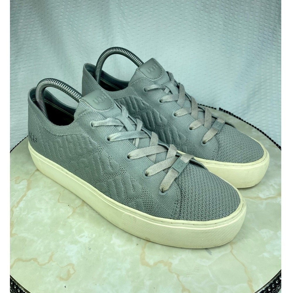 UGG Dinale Graphic Knit Platform Sneakers Womens 8.5 Grey Low Top Comfort Shoes